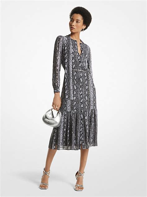 michael kors kleid midi print|Snake Print Georgette Midi Dress .